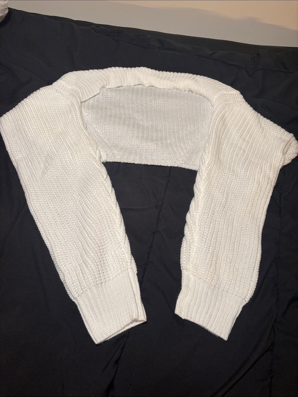 White Women's Cropped Knit Bolero Sweater